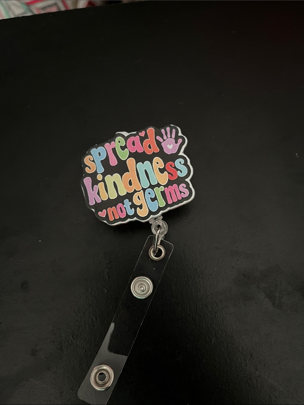 Spread Kindness Not Germs Colorful Badge Reel